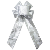 Christmas Bows - Wired Radiant Metallic Silver Bow (2.5"ribbon~6"Wx10"L)