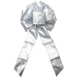 Silver Wreath Bows - Wired Radiant Metallic Silver Bow (2.5"ribbon~8"Wx16"L)
