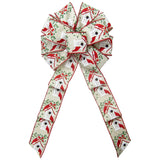 Christmas Wreath Bows - Wired Cardinals Birdhouse Natural Bow (2.5"ribbon~10"Wx20"L)