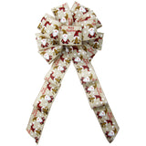 Christmas Wreath Bows - Wired Red Buffalo Cheetah Gnomes Christmas Bow (2.5"ribbon~10"Wx20"L)