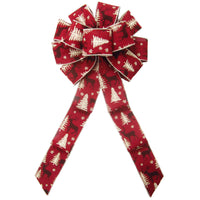 Wreath Bows - Wired Red Deer Snow Pine Forest Bow 10Inch
