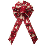 Wreath Bows - Wired Red Deer Snow Pine Forest Bow 8Inch