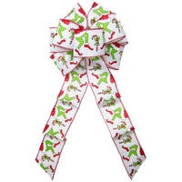 Christmas Wreath Bows - Wired Green Monster Legs Candy Cane Christmas Bow (2.5"ribbon~8"Wx16"L)