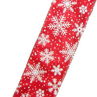 Wired Christmas Ribbon - Wired Red & White Snowflake Christmas Ribbon (#40-2.5"Wx10Yards)