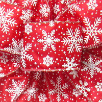 Christmas Ribbon - Wired Red & White Snowflake Christmas Ribbon (#40-2.5"Wx10Yards)