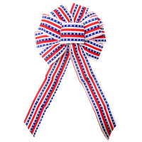 Patriotic Wreath Bows - Wired Star Spangled Banner Patriotic Bows (2.5"ribbon~10"Wx20"L)