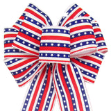 Patriotic Bows - Wired Star Spangled Banner Patriotic Bows (2.5"ribbon~8"Wx16"L)