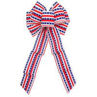 Patriotic Wreath Bows - Wired Star Spangled Banner Patriotic Bows (2.5"ribbon~8"Wx16"L)