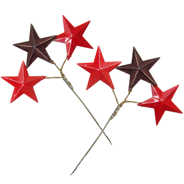 Picked Red & Brown Country Metal Stars - 2 Pk