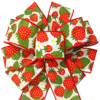 Fruit Bows - Wired Field of Strawberries Fruit Bows (2.5"ribbon~10"Wx20"L)