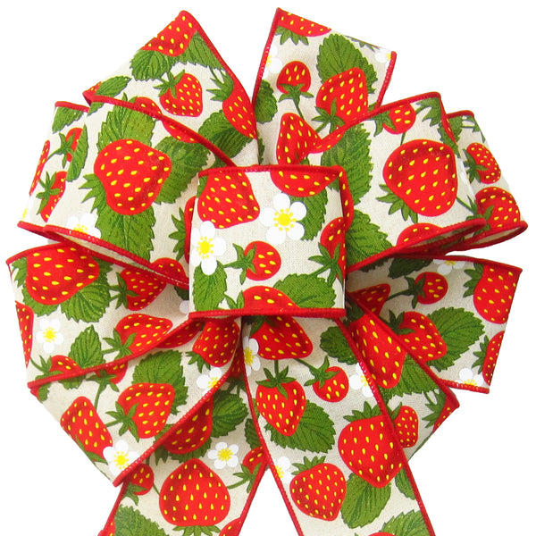 Wired Strawberry Ribbon, Fruit Ribbon, Red Strawberry Ribbon for