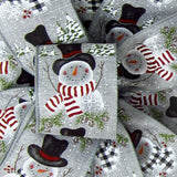 Wired Christmas Ribbon - Wired Buffalo Candy Snowman Gray Ribbon (#40-2.5"Wx10Yards)