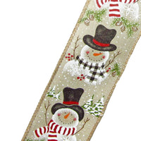 Wired Wreath Ribbon - Wired Buffalo Candy Snowman Natural Ribbon (#40-2.5"Wx10Yards)