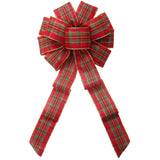 Plaid Christmas Bows - Wired Traditional Plaid Bow (2.5"ribbon~10"Wx20"L)