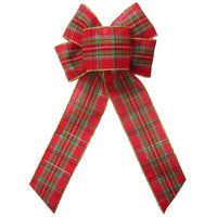 Plaid Christmas Bows - Wired Traditional Plaid Bow (2.5"ribbon~6"Wx10"L)