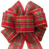 Plaid Christmas Bows - Wired Traditional Plaid Bow (2.5"ribbon~8"Wx16"L)
