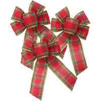 Tiny Christmas Bows - Wired Tiny Traditional Plaid Bow (1.5"ribbon~4"Wx6"L) 3Pack