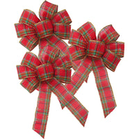 Small Christmas Bows - Wired Small Traditional Plaid Bow (1.5"ribbon~6"Wx8"L) 3Pack