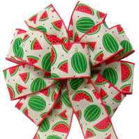 Wired Watermelon Slices on Linen Fruit Bows (2.5"ribbon~10"Wx20"L) - Alpine Holiday Bows