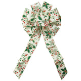 Wired Winter Berry Forest on Ivory Bow (2.5"ribbon~10"Wx20"L)