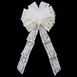 Lace Wedding Bows - Wired Mystic Ivory Lace Bows (2.5"ribbon~8"Wx16"L)
