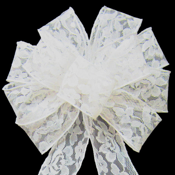 Ivory Lace Bows - Wired Mystic Ivory Lace Bows (2.5"ribbon~8"Wx16"L)