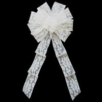 Wedding Lace Bows - Wired Mystic Ivory Lace Bows (2.5"ribbon~10"Wx20"L)