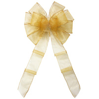 Wired Sheer Bows - Wired Sheer Gold Bows (2.5"ribbon~10"Wx20"L)