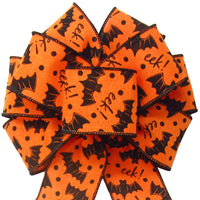 Halloween Wreath Bows - Wired Halloween Black Bats Bow (2.5"ribbon~8"Wx16"L)
