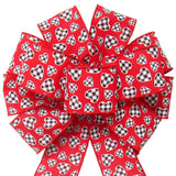 Valentine Bows - Wired Buffalo Plaid Hearts Valentine Bow (2.5"ribbon~10"Wx20"L)