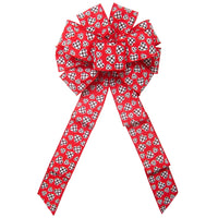 Valentine Wreath Bows - Wired Buffalo Plaid Hearts Valentine Bow (2.5"ribbon~10"Wx20"L)