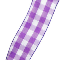 Buffalo Check Ribbon - Wired Purple & White Buffalo Plaid Linen Ribbon (#40-2.5"Wx10Yards)
