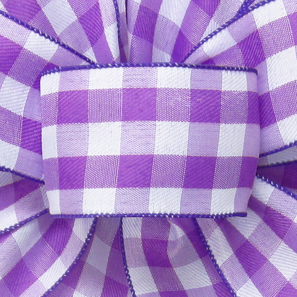 Buffalo Plaid Ribbon - Wired Purple & White Buffalo Plaid Linen Ribbon (#40-2.5"Wx10Yards)