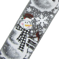 Wired Christmas Ribbon - Wired Buffalo Plaid Snowman on Gray Christmas Ribbon (#40-2.5"Wx10Yards)