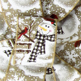 Christmas Ribbon - Wired Buffalo Plaid Snowman on Natural Christmas Ribbon (#40-2.5"Wx10Yards)