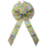 Wired Candied Easter Eggs Linen Bow (2.5"ribbon~10"Wx20"L) - Alpine Holiday Bows