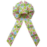 Wired Candied Easter Eggs Linen Bow (2.5"ribbon~8"Wx16"L) - Alpine Holiday Bows