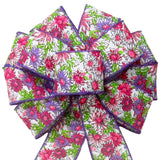 Wired Field of Flowers Pink & Purple Bow (2.5"ribbon~10"Wx20"L) - Alpine Holiday Bows