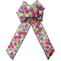 Wired Field of Flowers Pink & Purple Bow (2.5"ribbon~6"Wx10"L) - Alpine Holiday Bows