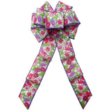 Wired Field of Flowers Pink & Purple Bow (2.5"ribbon~8"Wx16"L) - Alpine Holiday Bows