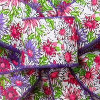 Wired Spring Ribbon - Wired Field of Flowers Pink Ribbon (#40-2.5"Wx10Yards)