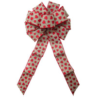 Valentine Bows - Wired Valentine Glitter Hearts Natural Bow (2.5"ribbon~10"Wx20"L)