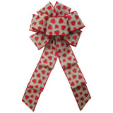 Valentine Bows - Wired Valentine Glitter Hearts Natural Bow (2.5"ribbon~8"Wx16"L)