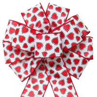 Valentine Bows - Wired Valentine Glitter Hearts White Bow (2.5"ribbon~10"Wx20"L)