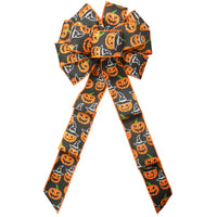 Wired Halloween Bows - Wired Halloween Pumpkins Bow (2.5"ribbon~10"Wx20"L)