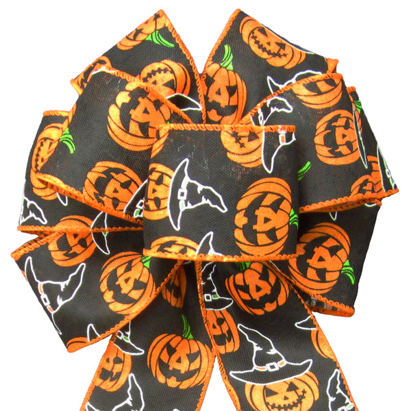 Wired Halloween Bows - Wired Halloween Pumpkins Bow (2.5"ribbon~8"Wx16"L)