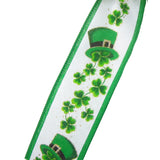 St Patricks Day Ribbon - Wired St Patrick Leprechaun Hats Ribbon (#40-2.5"Wx10Yards)