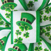 St Patrick's Day Ribbon - Wired St Patrick Leprechaun Hats Ribbon (#40-2.5"Wx10Yards)