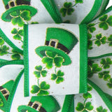 St Patrick's Day Ribbon - Wired St Patrick Leprechaun Hats Ribbon (#40-2.5"Wx10Yards)