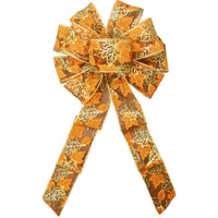 Wired Parkson Fall Leaves Bows (2.5"ribbon~10"Wx20"L) - Alpine Holiday Bows